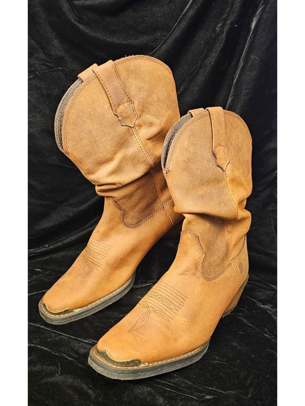 Durango Womens 10" Brown Slouch Leather Cowboy Boots US 8.5M Western Style
